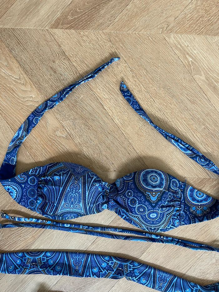 Maillot de bain 2 pièces H&M bleu et blanc - photo numéro 4