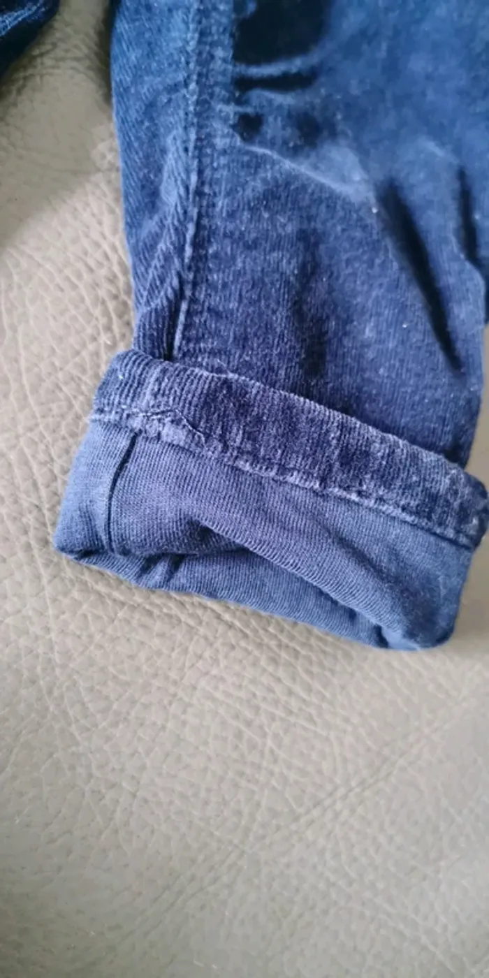 Pantalon velours bleu marine tape à l'oeil 6 mois - photo numéro 3