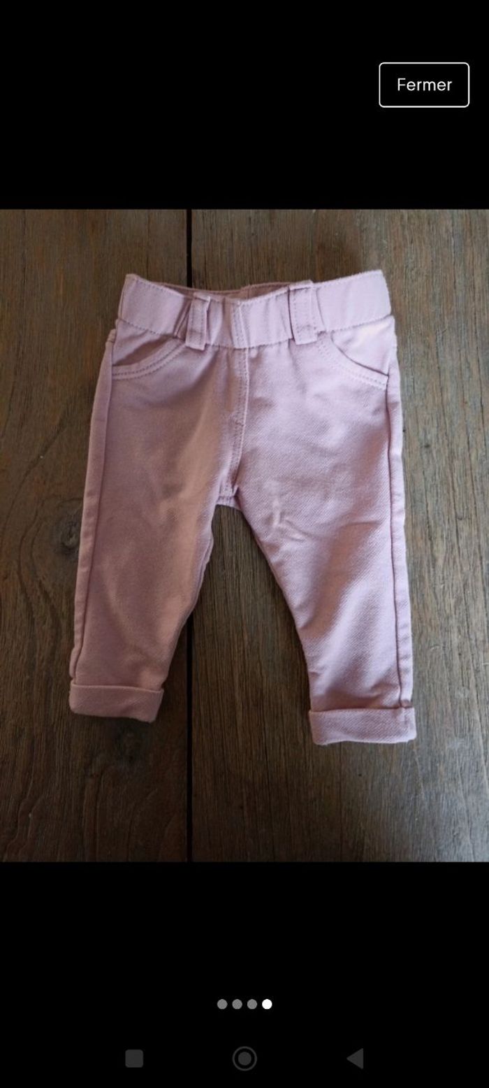 Ensemble tee-shirt manches longues blanc +pantalon rose - photo numéro 4