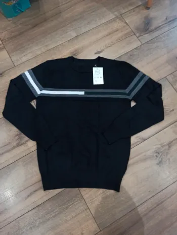 Pull uni noir homme manches longues taille S
