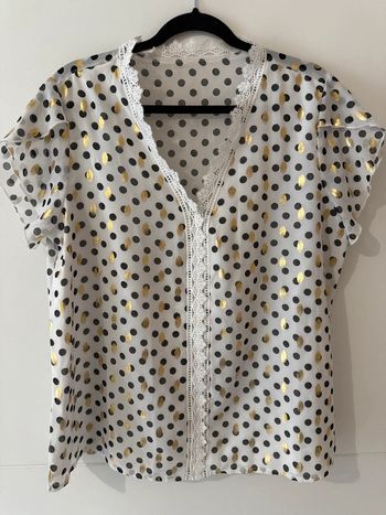Blouse chic à pois dorés – SHEIN – Taille L