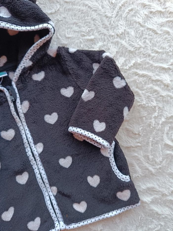 Gilet zippé avec capuche veste polaire Fille 6 mois cœur Tex Baby - photo numéro 4