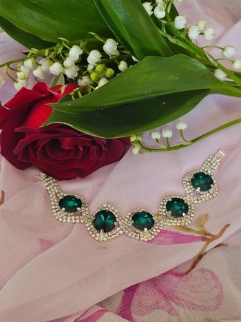 Bracelet avec zirconium et pierre topaz verte en acier inoxydable