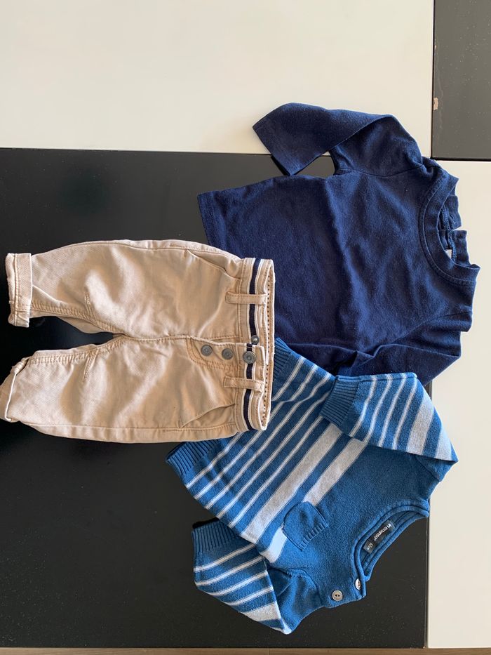 Ensemble Rayures Beige 3 mois Pantalon T-shirt Pull