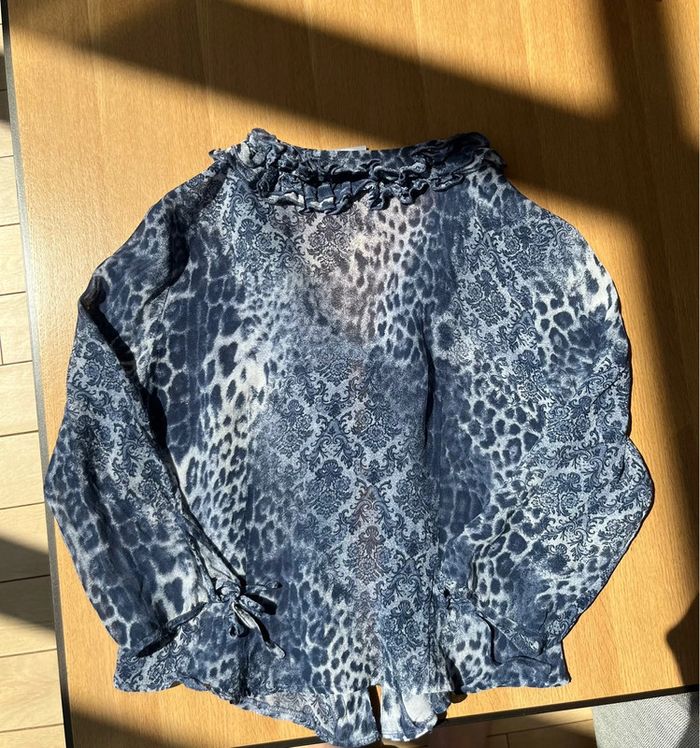 Chemise blouse fluide élégante vintage imprimé léopard/ornement - photo numéro 15