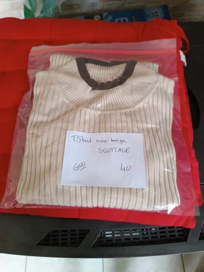 T-shirt soie beige Scottage 40 - photo numéro 5