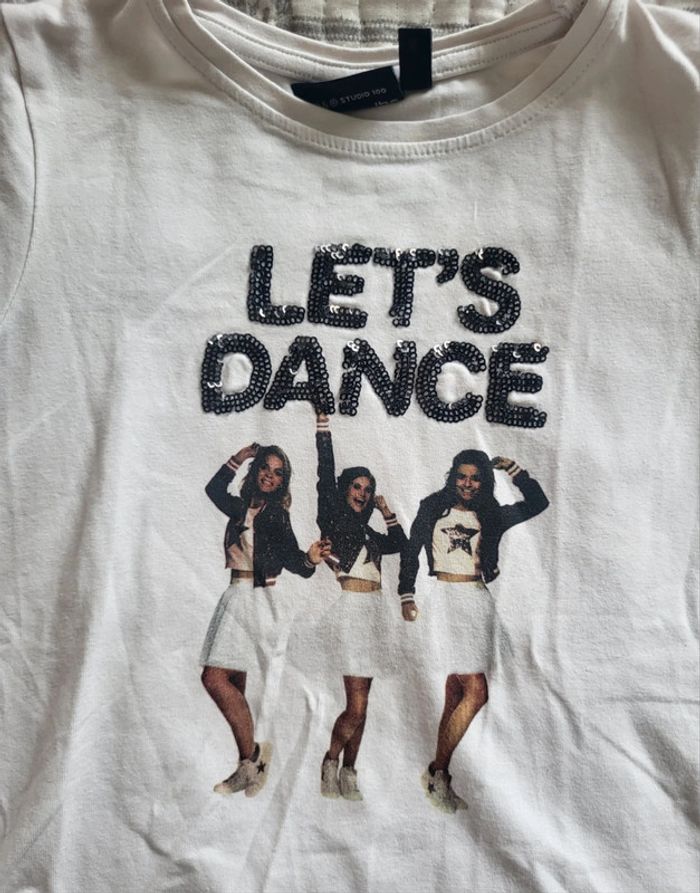 Tee shirt blanc let's dance 6 ans - photo numéro 2