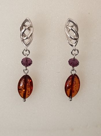 Boucles d'oreilles argent et ambre.
