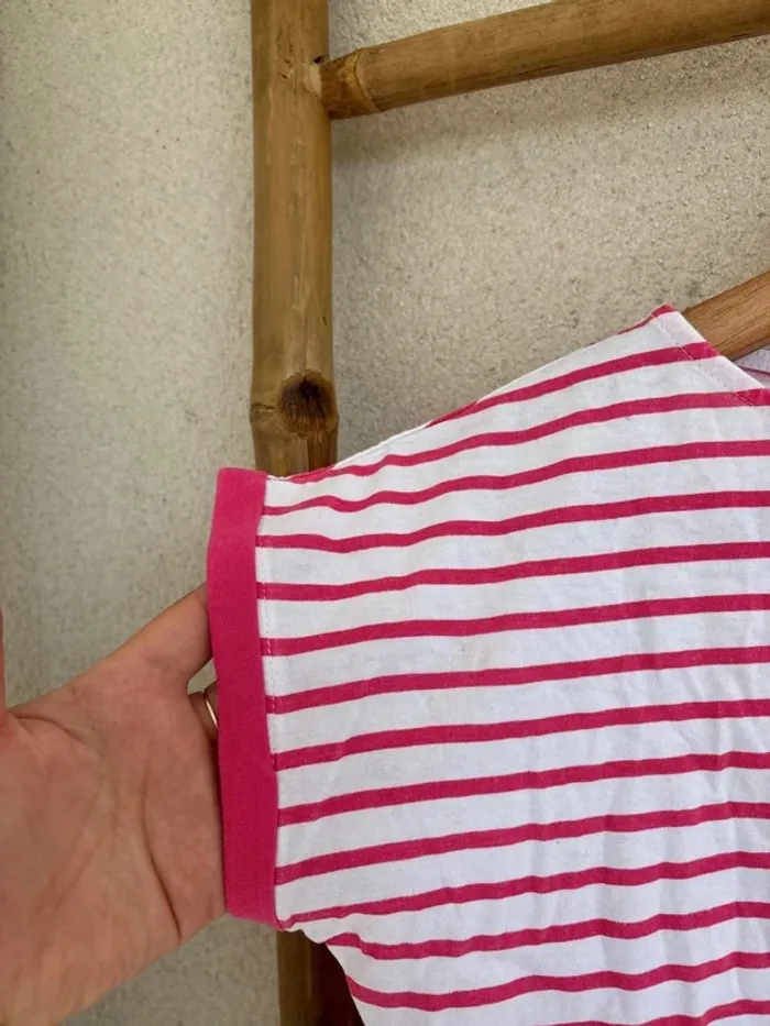 t-shirt marinière rose et blanc - photo numéro 3