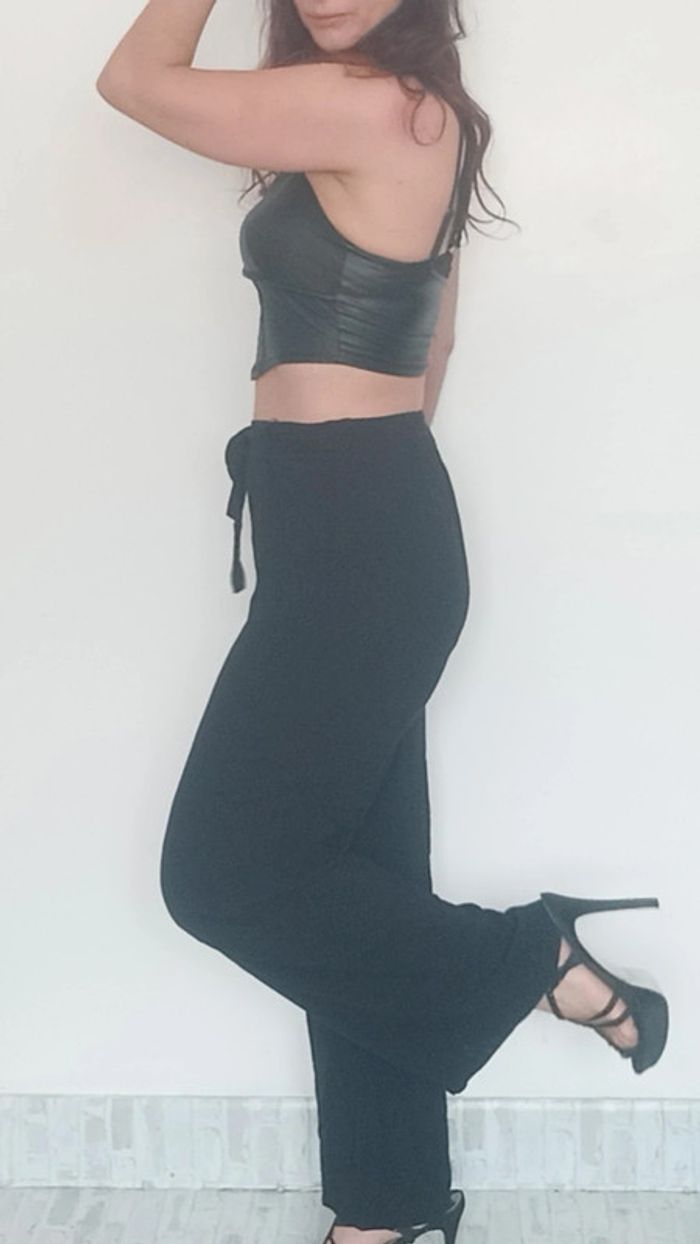 Pantalon fluide jambes larges noir taille 40 - photo numéro 4