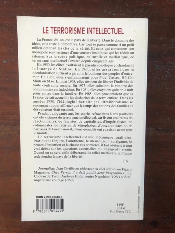 Livre broché "Le terrorisme intellectuel" de 1945 à nos jours - photo numéro 2