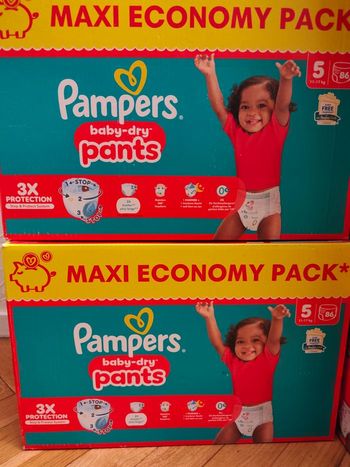 neuf lot de 2 paquets couche Pampers Baby Dry pants taille 5  soit 172 couches 