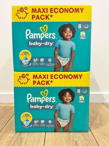 Lot 2 Packs - 136 Couches Pampers Baby-Dry T8