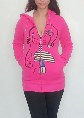 Sweat à capuche long rose taille 36 ou ado