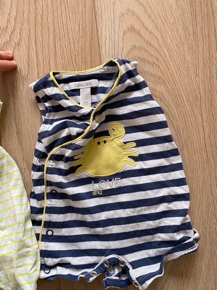 Lot de 2 grenouillères 1 mois neuves obaibi - photo numéro 2