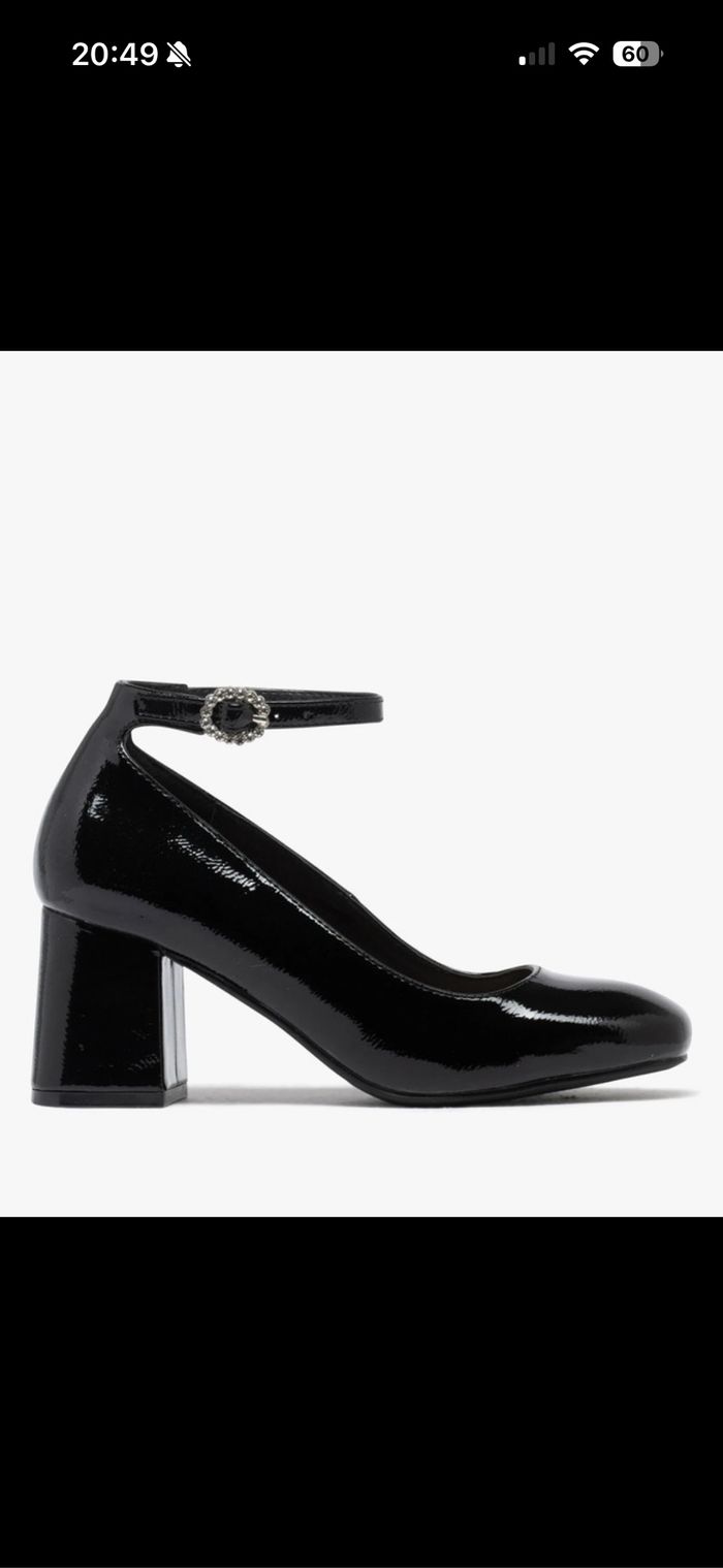 Escarpins vernis à large talon et bride cheville femme noir - photo numéro 3