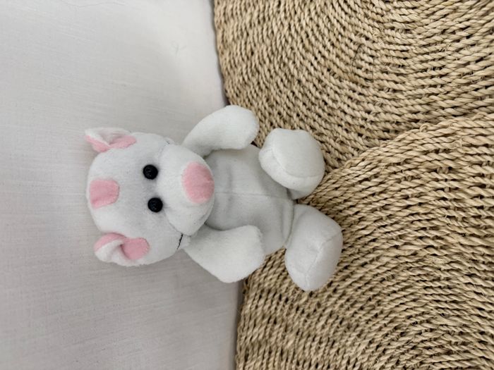 doudou chat blanc rose corps souple - photo numéro 1