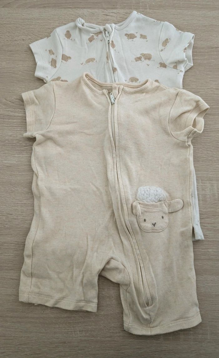 Lot 2 pyjamas manches courtes a zippe mouton