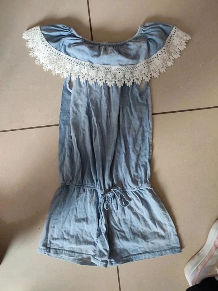 Combi short combinaison effet jean et dentelle 12 ans