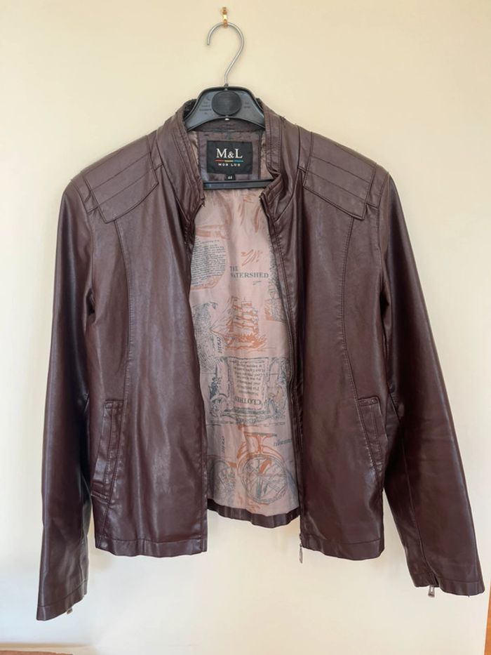 Veste blouson simili cuir style biker/ aviateur - photo numéro 6