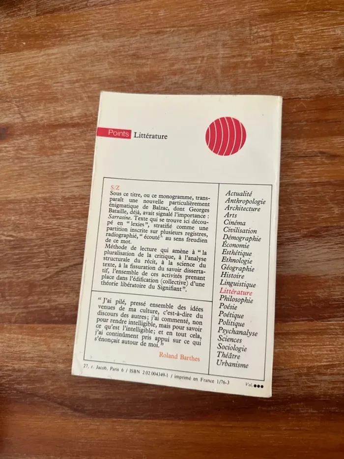 Livre S/Z - photo numéro 3