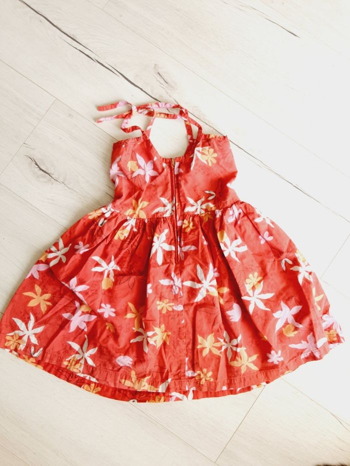 Vêtement fille robe à bretelles rouge motif fleurs 4 ans - photo numéro 3