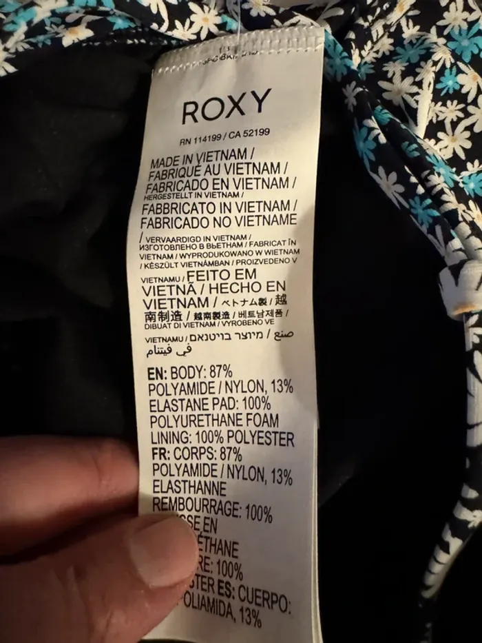 Maillot de bain une pièce Roxy taille XS bleu et blanc, fleurs - photo numéro 4