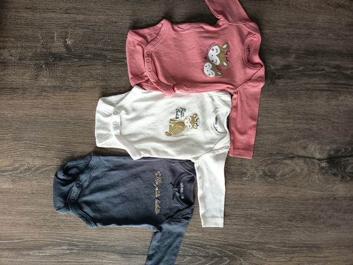 Lot de 3 bodies fille 1 mois