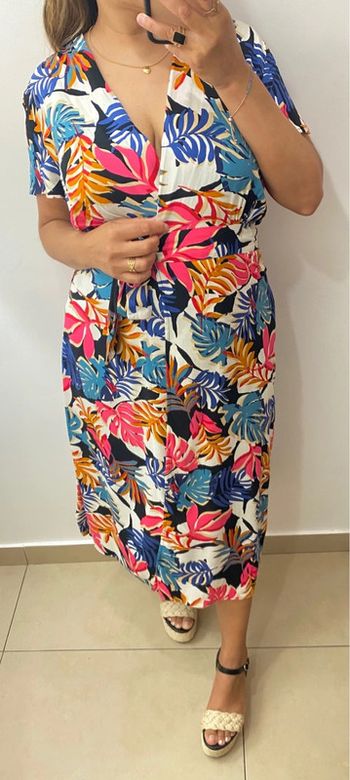 Robe Longue Porte Feuille Imprimée Tropical Taille S-M