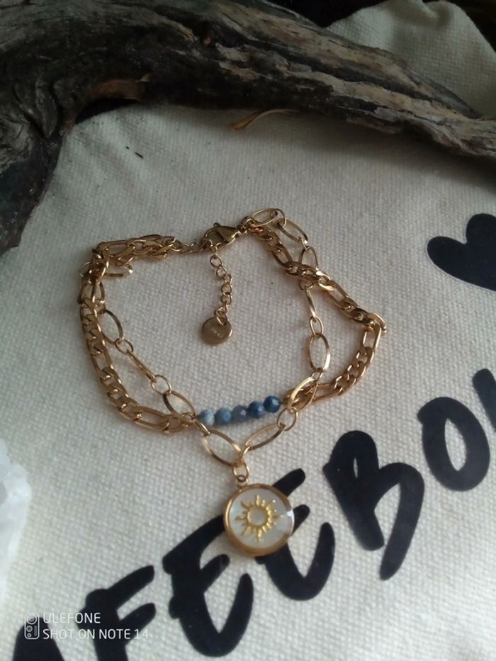 Bracelet bohème double pierres et acier - photo numéro 3