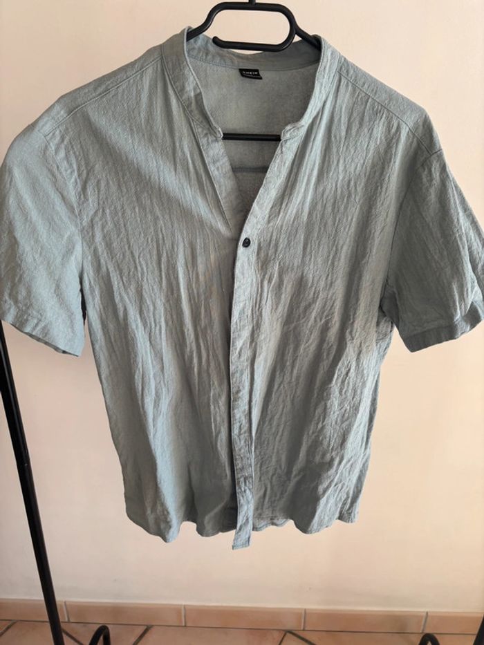 Chemise courte bleue