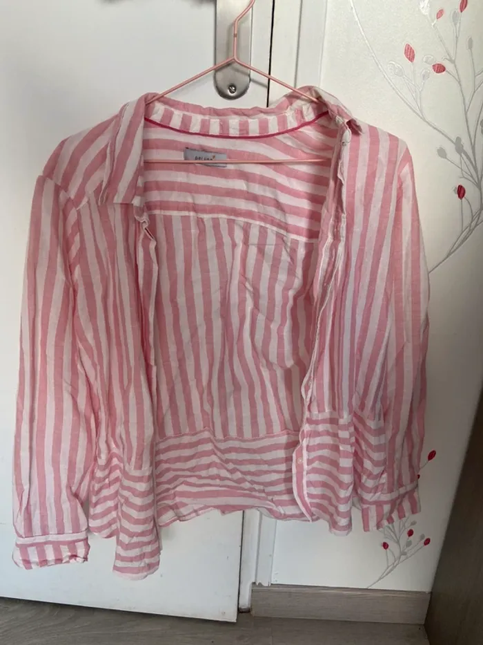 Chemise rayée rose
