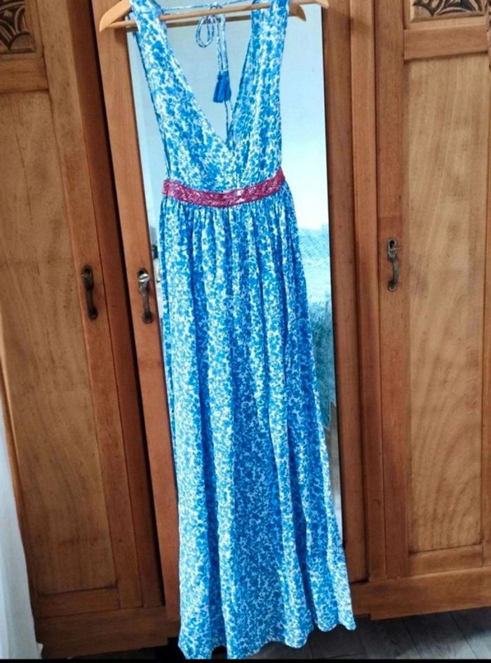 Robe fluide fleurie très longue - Dos nu - Bérénice - 34 - Comme Neuve - photo numéro 6