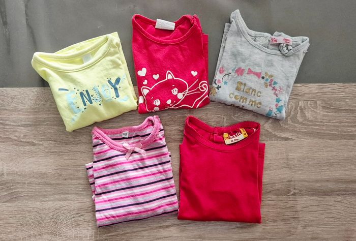 Lot de 5 t-shirts manches longues bébé fille - 6 mois (68 cm)