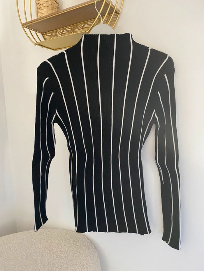 Pull Rayure col roulé