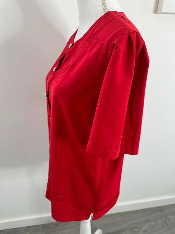 Blouse broderies rouge Vintage T38 M - photo numéro 3