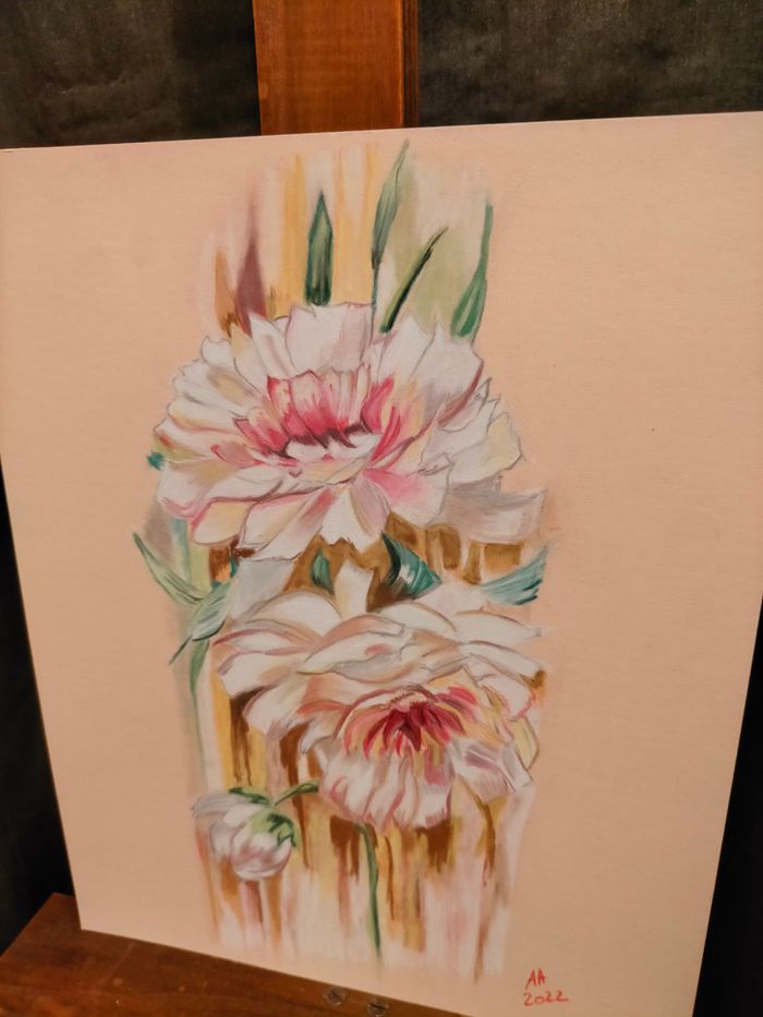 Les pivoines réalisation pastel - photo numéro 3