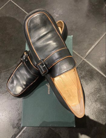 Mocassins Robert Clergerie noirs liseret orange, P. 38,5