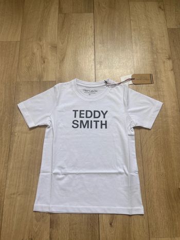 T-shirt Teddy Smith blanc logo marine 8ans