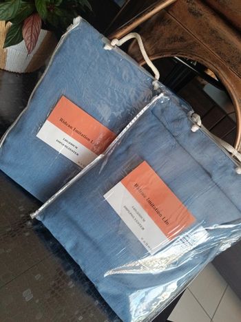 2 Rideaux couleur jean imitation lin