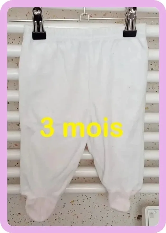 Pantalon de pyjama blanc rose Tendrement Taille 3 mois
