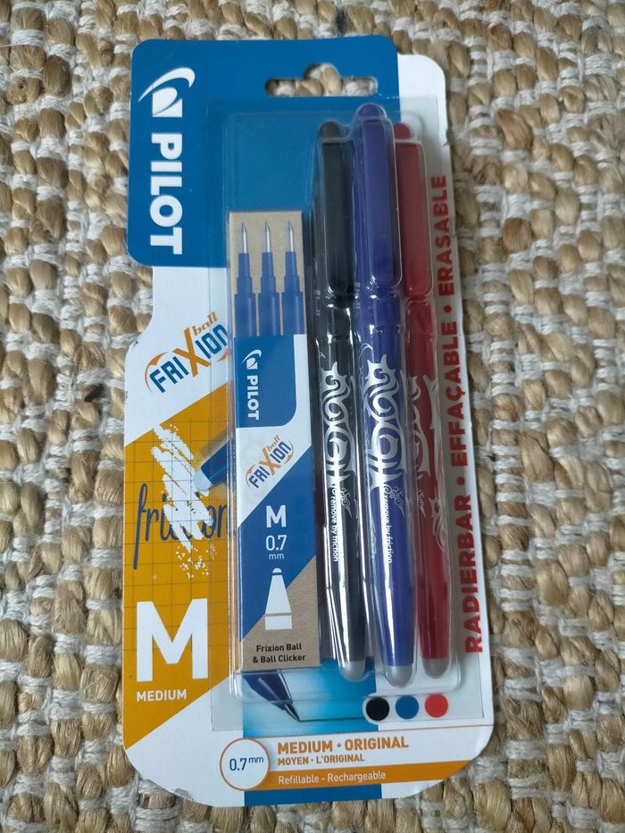 Lot 3 stylos effaçable Frixon Pilot et 3 recharges