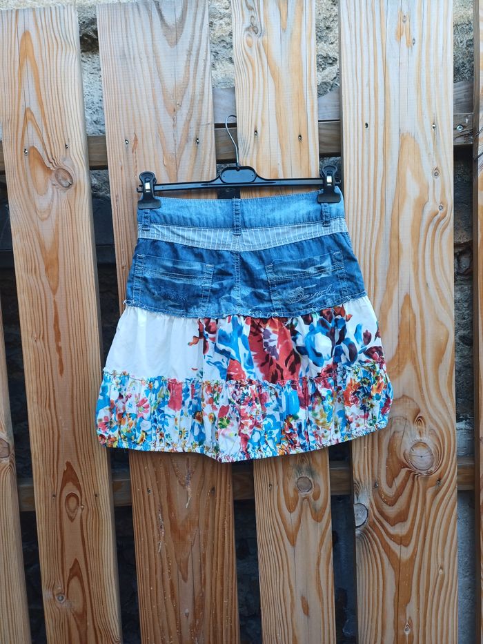 Jolie jupe mi jean mi imprimé Desigual taille 34 - photo numéro 7