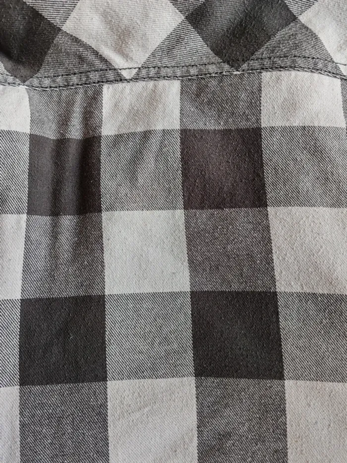 Manteau/veste epaisse molletonnée a carreaux vichy gris blanc - photo numéro 9