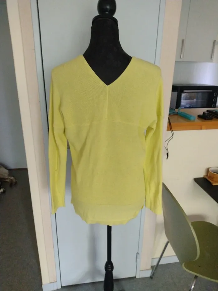 Pull jaune EDC by Esprit en coton et lin – Taille 36 38 - photo numéro 3