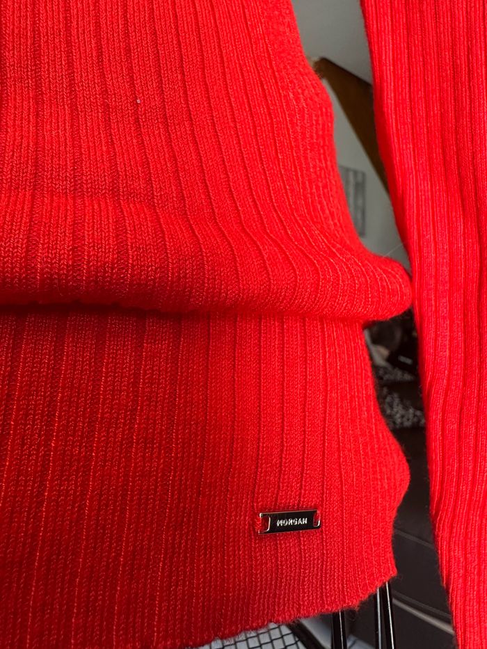 Pull rouge Morgan neuf avec ouverture décolleté - photo numéro 6