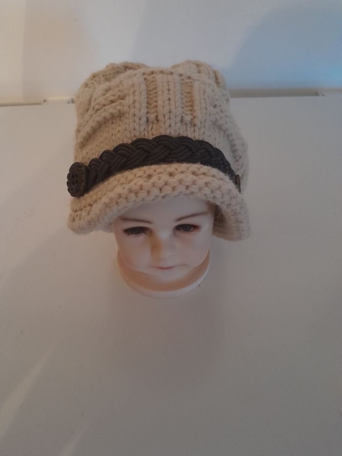 Bonnet femme beige et marron - photo numéro 2