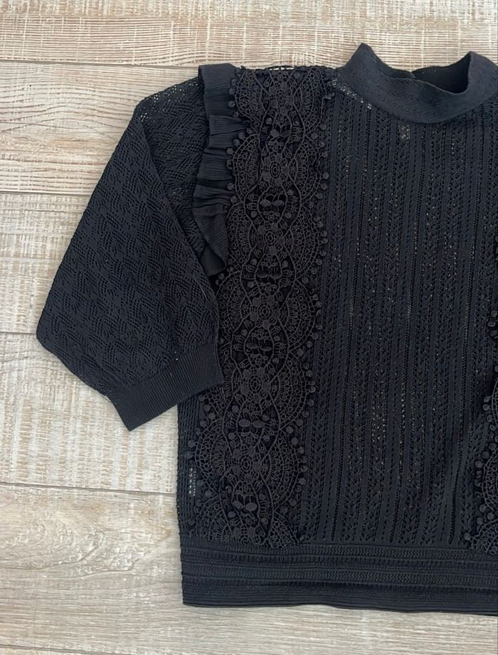 Magnifique Top Noir Promod - Dentelle & Volants - Taille S - photo numéro 6