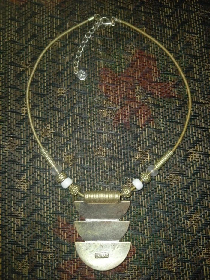 Collier marron brun beige ocre Ethnique - photo numéro 5