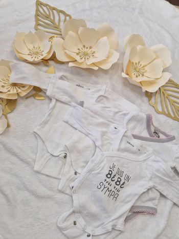 Lot de 4 bodies longues manches 1 mois